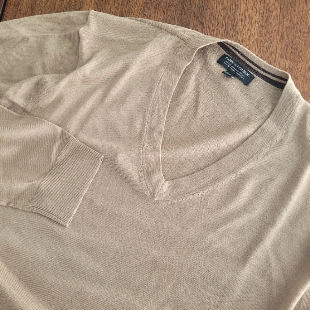 Banana Republic NWOT Men's V-neck Merino Wool Pullover Sweater Size XXL